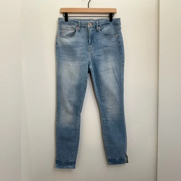 Good American Good Legs Split Hem Skinny Jeans Light Wash Size 12/31 - Picture 4 of 12